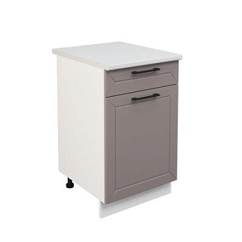 Шкаф нижний с ящиком ШН1Я 500 Корпус: ЛДСП белый 16мм; фасад: фрезеровка Кельн, МДФ софт тоффи 16мм