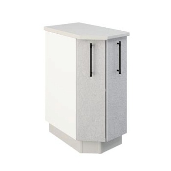 Шкаф нижний торцевой ШНТ 360 Корпус: ЛДСП белый 16мм; фасад: фрезеровка Нувель, МДФ бетон белый 16мм