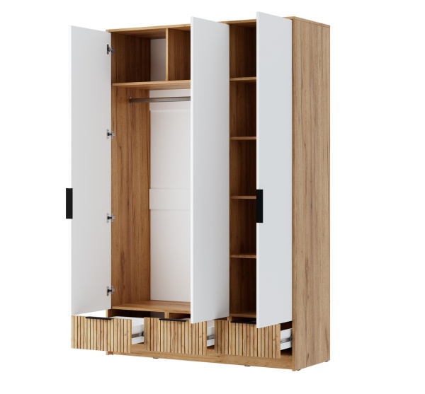 ИВИС Шкаф ШК-003 Корпус - Дуб Крафт золотой К003  Фасад ЛДСП - Белый (Гладкий)