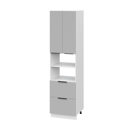 Пенал (премьер) ПД600Н-22Я Корпус: ЛДСП белый 16мм; фасад: фрезеровка Оливия, ЛДСП серый софт 16 мм