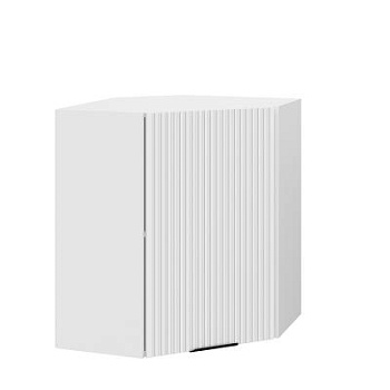 Шкаф верхний угловой ШВУ 600 Корпус: ЛДСП белый 16мм; фасад: фрезеровка Норд Line, МДФ софт пломбир 16 мм