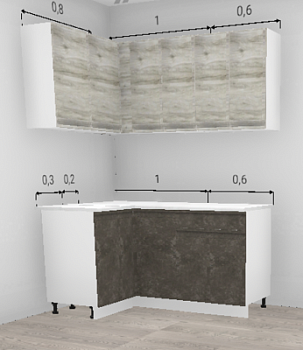 Кухня угловая Бруклин Бетон коричневый низ / Клен скандинавский 1100*1600 мм (10716) Кухня угловая Бруклин Бетон коричневый низ / Клен скандинавский 1100*1600 мм (10716)