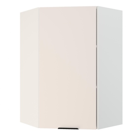 Шкаф верхний угловой (премьер)  ШВУ 600Н Корпус: ЛДСП белый 16мм; фасад: фрезеровка Норд, МДФ софт пломбир 16 мм