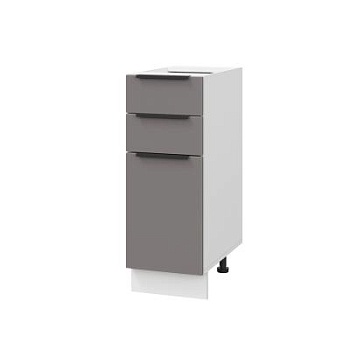 Шкаф нижний с ящиками ШН3Я 300 Корпус: ЛДСП белый 16мм; фасад: фрезеровка Оливия, МДФ моно брауни 16 мм