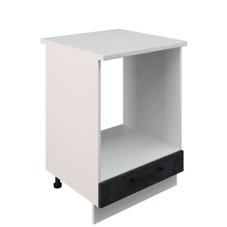 Шкаф нижний духовой ШНД 600 Корпус: ЛДСП белый 16мм; фасад: фрезеровка Нувель, МДФ бетон черный 16мм