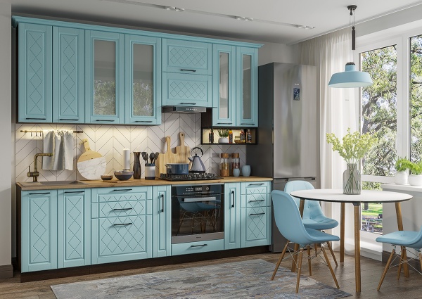 Модульная кухня Барселона Голубой тик