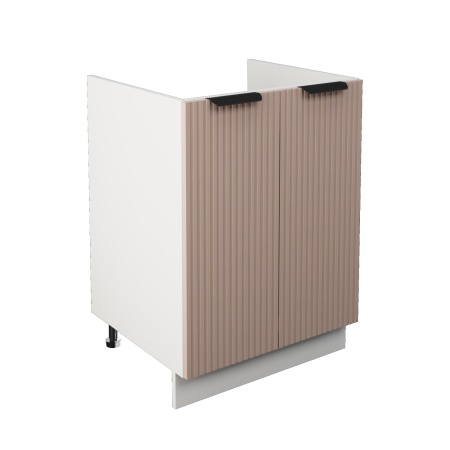 Шкаф нижний под мойку ШНМ 600 Корпус: ЛДСП белый 16мм; фасад: фрезеровка Норд Line, МДФ софт какао 16 мм