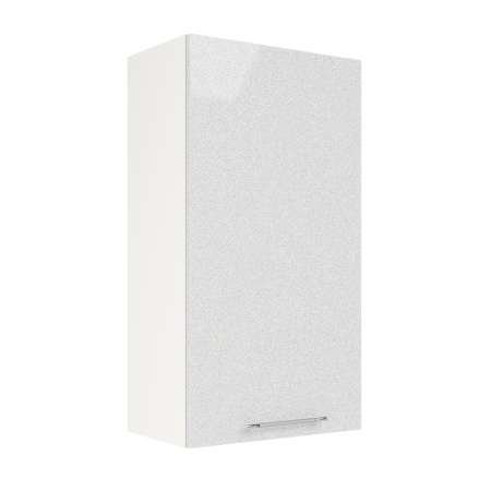 Шкаф верхний (премьер) ШВ 500Н Корпус: ЛДСП белый 16мм; фасад: фрезеровка Олива, МДФ металлик белый 16мм