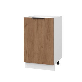 Шкаф нижний ШН 500 Корпус: ЛДСП белый 16мм; фасад: фрезеровка Оливия, ЛДСП дуб крафт табачный 16 мм