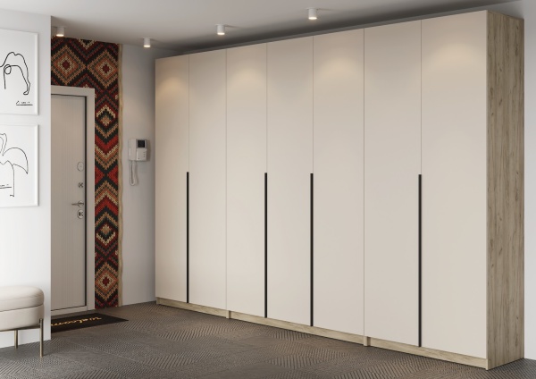 БОХО Шкаф ШК-004 (Шкаф комбинированный, 3-ств.) Дуб крафт серый / Кашемир