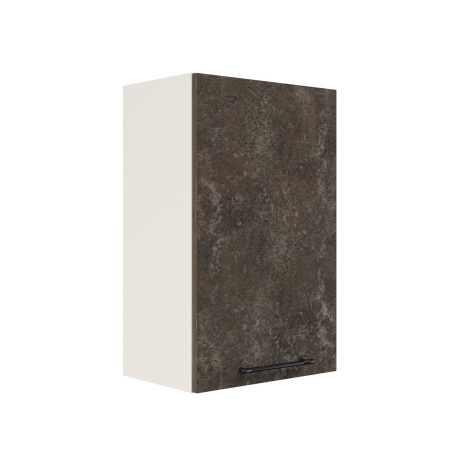 Шкаф верхний ШВ 450 Корпус: ЛДСП белый 16мм; фасад: фрезеровка Нувель, МДФ бетон коричневый 16мм