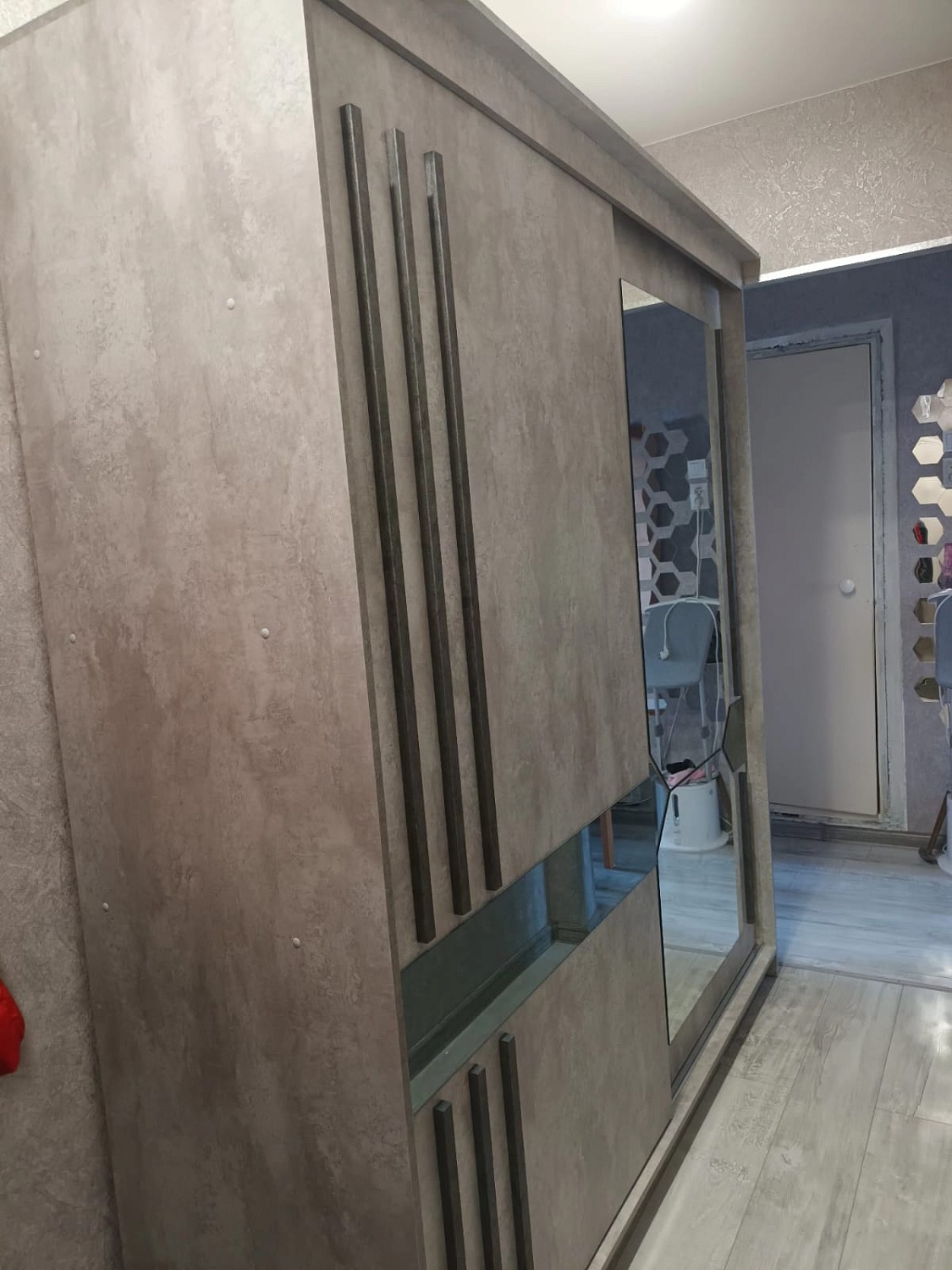 Шкаф-купе №25 (2,0 м) Грей Цемент Светлый/Графит/Железная руда