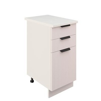 Шкаф нижний с ящиками ШН3Я 400 Корпус: ЛДСП белый 16мм; фасад: фрезеровка Норд Line, МДФ софт пломбир 16 мм Шкаф нижний с ящиками ШН3Я 400 Корпус: ЛДСП белый 16мм; фасад: фрезеровка Норд Line, МДФ софт пломбир 16 мм