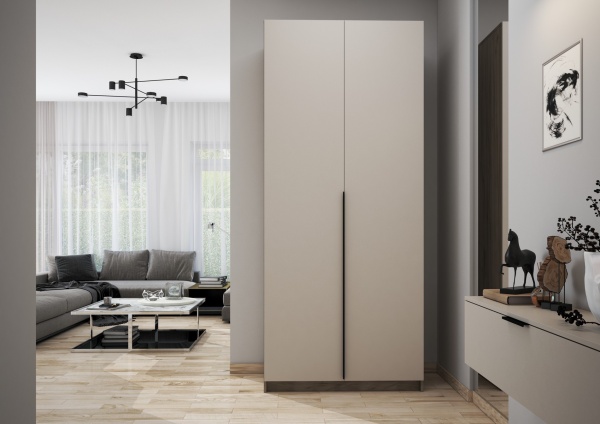 БОХО Шкаф ШК-001 (Шкаф со штангой, 2-ств.) Дуб крафт серый / Кашемир