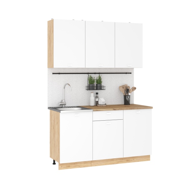 Кухня Дана 1,5 дуб крафт золотой/белый Кухня Дана 1,5 дуб крафт золотой/белый