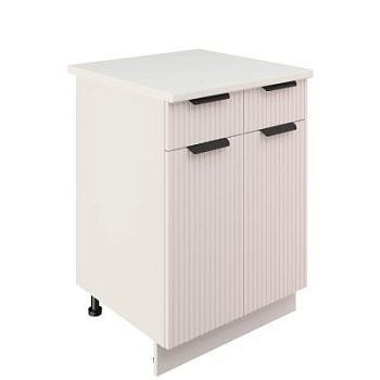 Шкаф нижний с ящиками ШН2Я 600 Корпус: ЛДСП белый 16мм; фасад: фрезеровка Норд Line, МДФ софт даймонд 16 мм