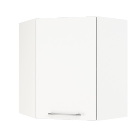 Шкаф верхний угловой ШВУ 600 Корпус: ЛДСП белый 16мм; фасад: фрезеровка Олива, МДФ глянец белый 16мм Шкаф верхний угловой ШВУ 600 Корпус: ЛДСП белый 16мм; фасад: фрезеровка Олива, МДФ глянец белый 16мм