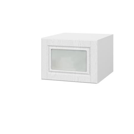 Шкаф верхний  антресоль со стеклом ШВСА 500 Барселона белый массив (МДФ 16мм МС София)