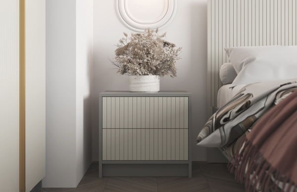 СЕЛЕНА Тумба прикроватная ТМ-001 (МДФ Комплект) Корпус - Шиншилла Серая  Фасад МДФ - матовая Кварц Грей Софт СЕЛЕНА Тумба прикроватная ТМ-001 (МДФ Комплект) Корпус - Шиншилла Серая  Фасад МДФ - матовая Кварц Грей Софт