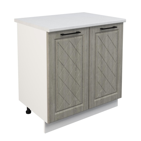 Шкаф нижний ШН 800 Корпус: ЛДСП белый 16мм; фасад: фрезеровка Барселона, МДФ седой клен 16мм