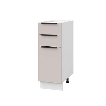 Шкаф нижний с ящиками ШН3Я 300 Корпус: ЛДСП белый 16мм; фасад: фрезеровка Оливия, МДФ сиена тауп 16 мм