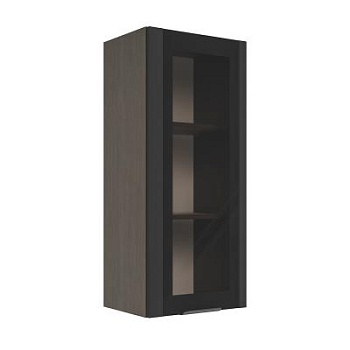 Шкаф верхний со стеклом (премьер) ШВС 450Н Корпус: ЛДСП венге фасад: фрезеровка Норд, МДФ софт черный