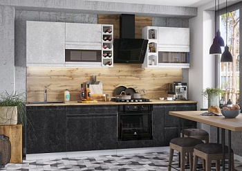 Модульная кухня Бруклин Бетон белый / Бетон черный Модульная кухня Бруклин Бетон белый / Бетон черный