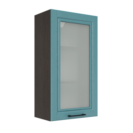 Шкаф верхний со стеклом (премьер) ШВС 500Н Корпус: ЛДСП венге 16мм; фасад: фрезеровка Барселона, МДФ морское дерево 16мм