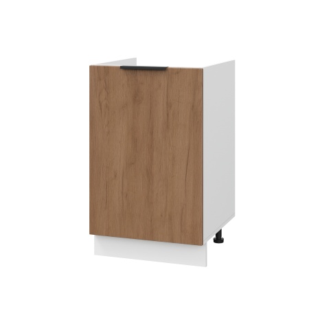 Шкаф нижний под мойку ШНМ 500 Корпус: ЛДСП белый 16мм; фасад: фрезеровка Оливия, ЛДСП дуб крафт табачный 16 мм
