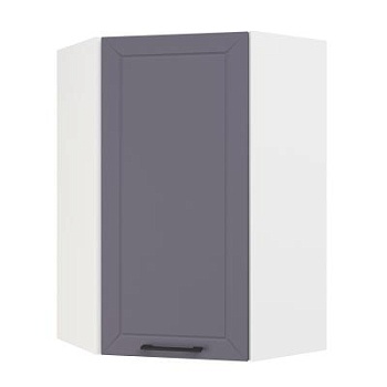 Шкаф верхний угловой (премьер)  ШВУ 600Н Корпус: ЛДСП белый 16мм; фасад: фрезеровка Кельн, МДФ софт смок 16мм