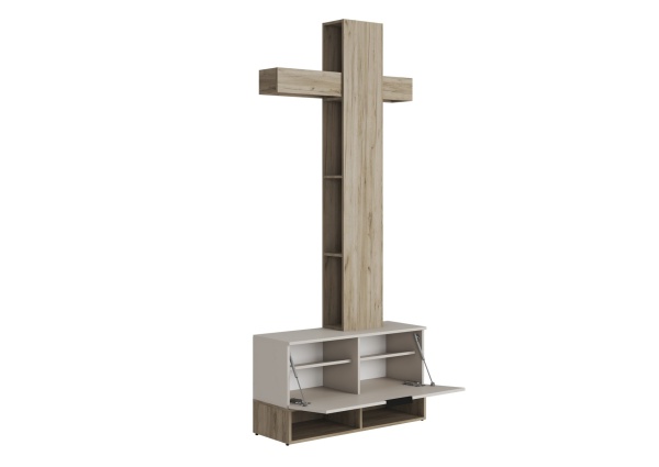 БОХО Прихожая Корпус - Дуб Крафт серый  Фасад ЛДСП - Кашемир 5981 BS