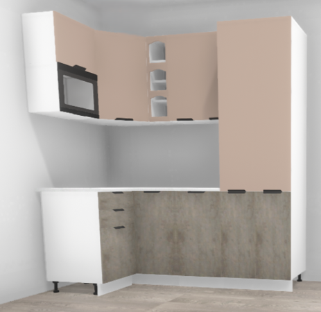 Кухня угловая Норд Камень беж / Софт какао 1,1*1,4 м + пенал 600 (9766)