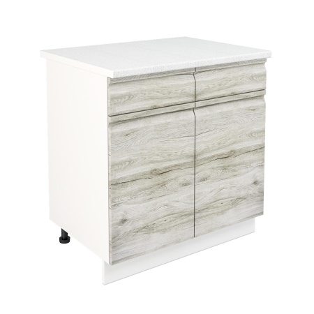 Шкаф нижний с ящиками ШН2Я 600 Корпус: ЛДСП белый 16мм; фасад: фрезеровка Бруклин, МДФ клен скандинавский 16 мм