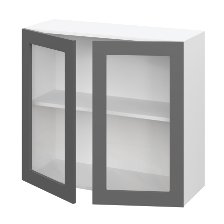 Шкаф верхний со стеклом ШВС 800 Корпус: ЛДСП венге 16мм; фасад: фрезеровка Гренада, МДФ бразильский орех 16мм