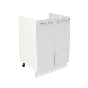 Шкаф нижний под мойку ШНМ 600 Корпус: ЛДСП белый 16мм; фасад: фрезеровка Олива, МДФ металлик белый 16мм