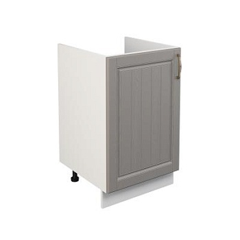 Шкаф нижний под мойку ШНМ 500 Корпус: ЛДСП белый 16мм; фасад: фрезеровка Лондон, МДФ дуб графит 16мм