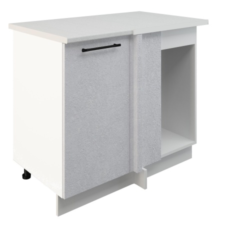 Шкаф нижний угловой  ШНУП 1000 Корпус: ЛДСП белый 16мм; фасад: фрезеровка Нувель, МДФ бетон белый 16мм