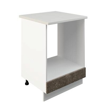 Шкаф нижний духовой ШНД 600 Корпус: ЛДСП белый 16мм; фасад: фрезеровка Бруклин, МДФ бетон коричневый 16мм