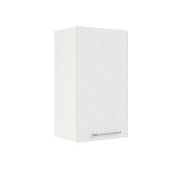 Шкаф верхний ШВ 400 Корпус: ЛДСП белый 16мм; фасад: фрезеровка Олива, МДФ металлик белый 16мм