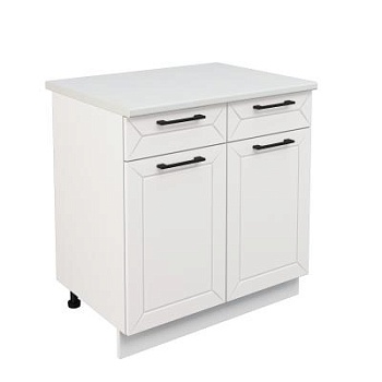 Шкаф нижний с ящиками ШН2Я 800 Корпус: ЛДСП белый 16мм; фасад: фрезеровка Кельн, МДФ софт даймонд 16мм