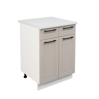 Шкаф нижний с ящиками ШН2Я 600 Корпус: ЛДСП белый 16мм; фасад: фрезеровка Кельн, МДФ софт бланж 16мм