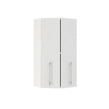 Шкаф верхний торцевой ШВТ 360 Корпус: ЛДСП белый 16мм; фасад: фрезеровка Олива, МДФ металлик белый 16мм