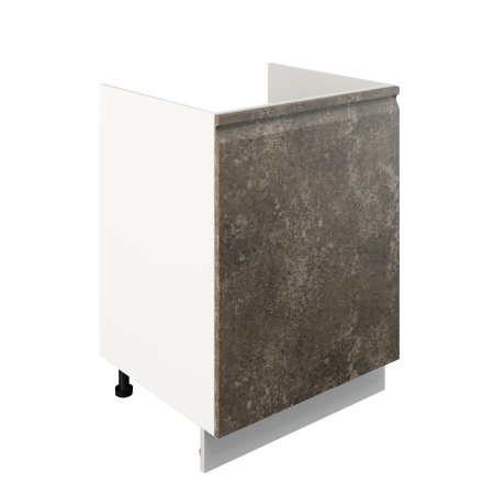 Шкаф нижний под мойку ШНМ 600-1 Корпус: ЛДСП белый 16мм; фасад: фрезеровка Бруклин, МДФ бетон коричневый 16мм