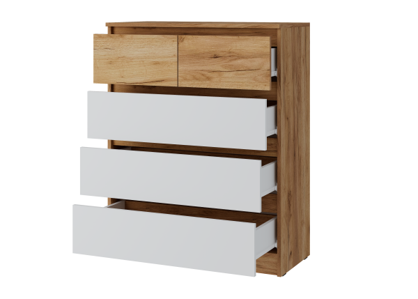 БОСТОН ЛАЙТ Комод КМ-001 Корпус - Дуб Крафт золотой К003  Фасад ЛДСП - Белый (Гладкий)