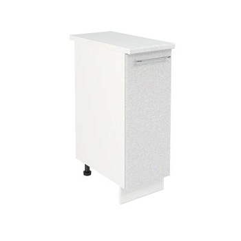 Шкаф нижний ШН 300 Корпус: ЛДСП белый 16мм; фасад: фрезеровка Олива, МДФ металлик белый 16мм