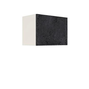 Шкаф верхний горизонтальный ШВГ 500 Корпус: ЛДСП белый 16мм; фасад: фрезеровка Нувель, МДФ бетон черный 16мм