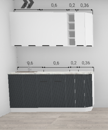 Кухня Норд Line Софт смок / Софт пломбир (верх) 1,76 м (5778)