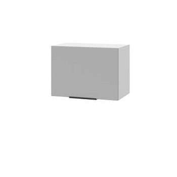 Шкаф верхний горизонтальный ШВГ 500 Корпус: ЛДСП белый 16мм; фасад: фрезеровка Оливия, ЛДСП серый софт 16 мм