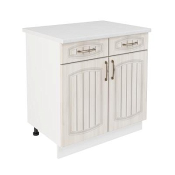 Шкаф нижний с ящиками ШН2Я 800 Корпус: ЛДСП белый 16мм; фасад: фрезеровка Гренада, МДФ сандал 16мм