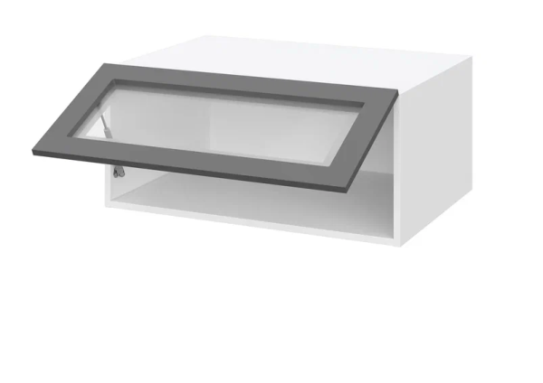 Шкаф верхний со стеклом антресоль ШВСА 800 Корпус: ЛДСП венге 16мм; фасад: фрезеровка Норд, МДФ софт черный 16 мм